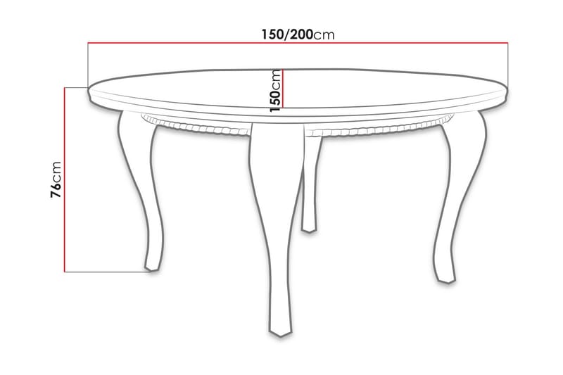 Tabell Udvideligt spisebord 150 cm - Hvid - Møbler - Borde - Spisebord og køkkenbord