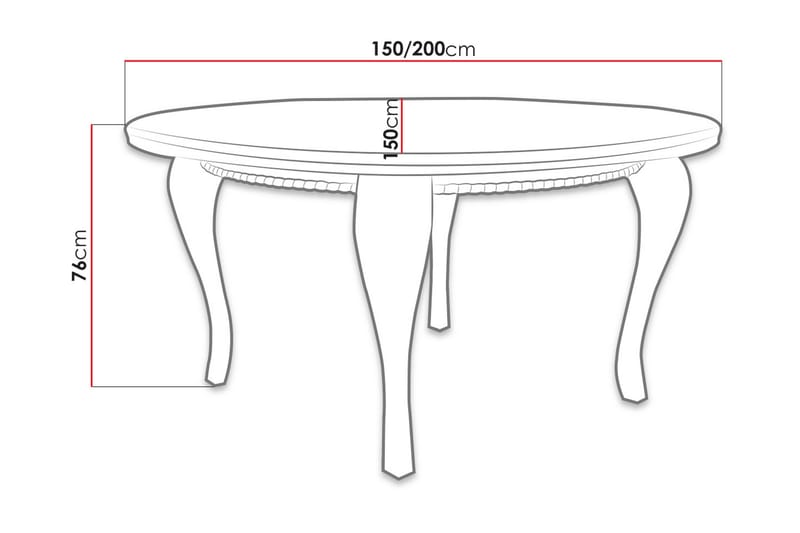 Tabell Udvideligt spisebord 150 cm - Hvid - Spisebord og køkkenbord