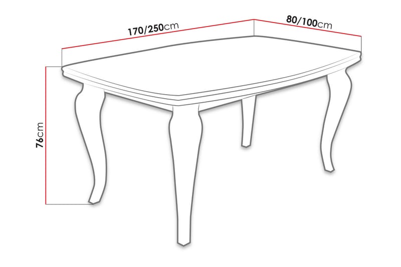 Tabell Udvideligt spisebord 170 cm - Hvid - Spisebord og køkkenbord