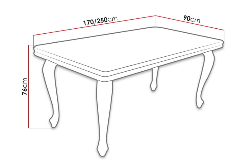 Tabell Udvideligt spisebord 170 cm - Hvid - Spisebord og køkkenbord