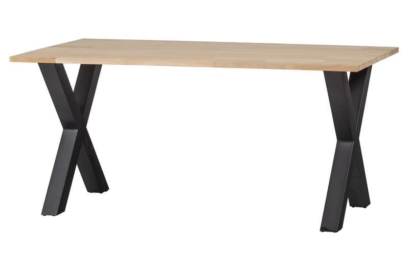 Tablo Spisebord X-formede ben 160 cm Ubehandlet - Eg / sort - Møbler - Borde - Spisebord og køkkenbord