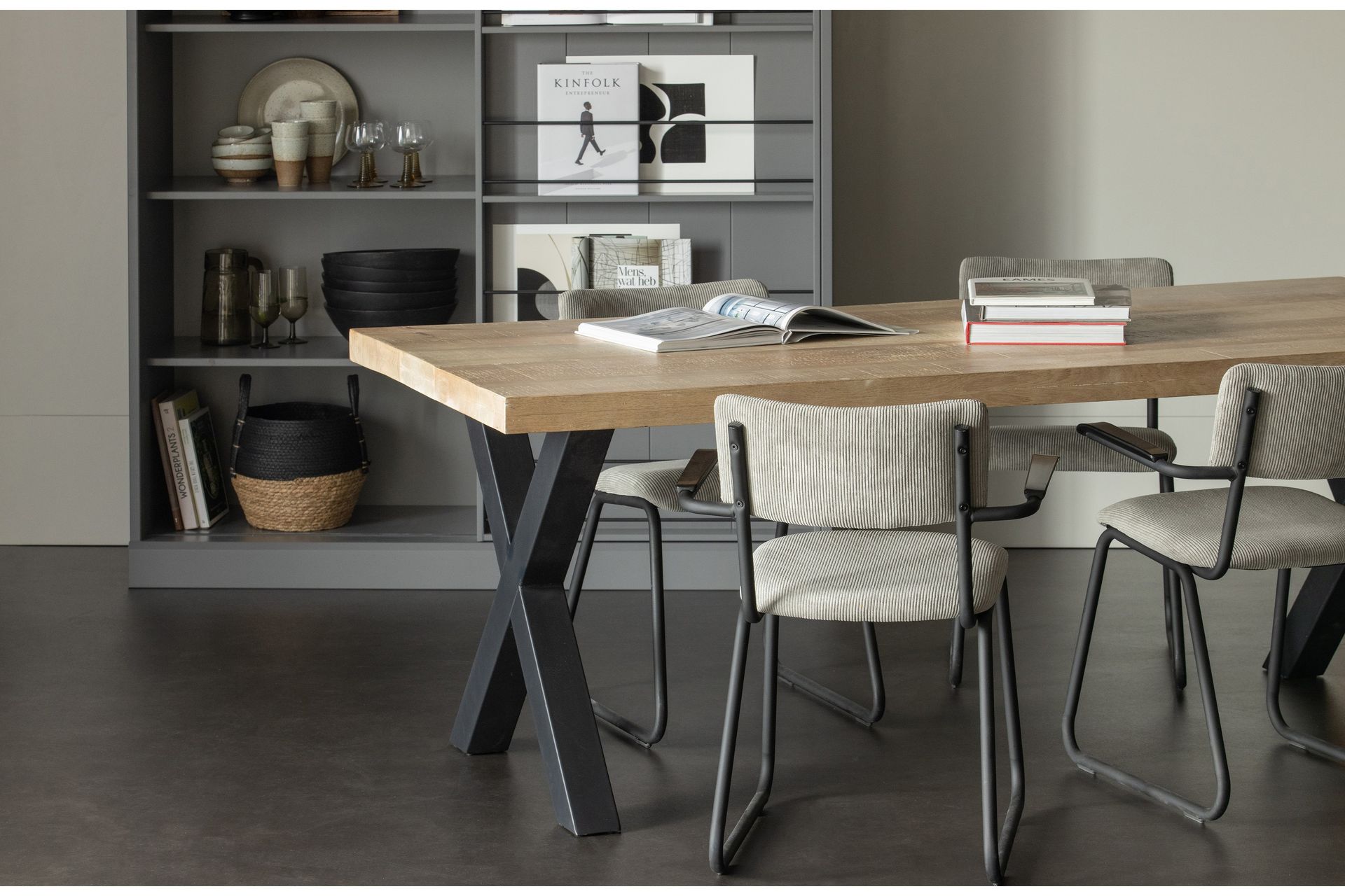 Tablo Spisebord X-formede ben 180 cm - Natur / sort - Møbler - Borde - Spisebord og køkkenbord