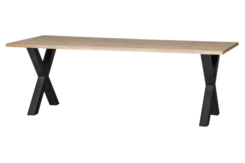Tablo Spisebord X-formede ben 220 cm - Eg / sort - Spisebord og køkkenbord