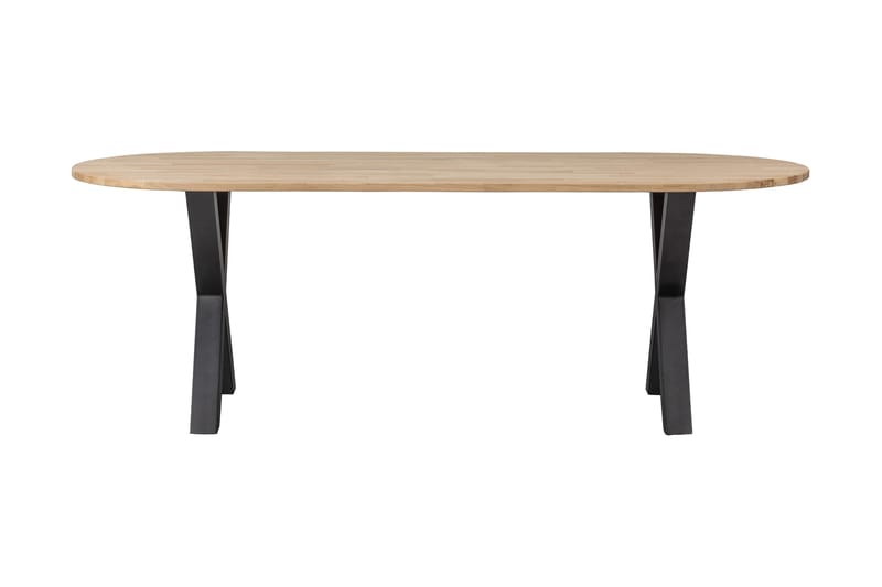 Tablo Spisebord X-formede ben 220 cm Oval - Eg / sort - Møbler - Borde - Spisebord og køkkenbord