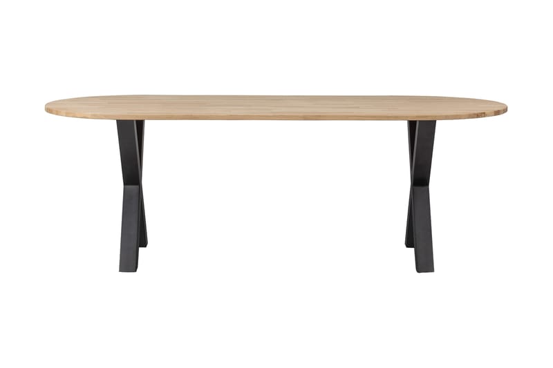 Tablo Spisebord X-formede ben 220 cm Oval - Eg / sort - Spisebord og køkkenbord