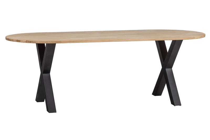 Tablo Spisebord X-formede ben 220 cm Oval - Eg / sort - Møbler - Borde - Spisebord og køkkenbord
