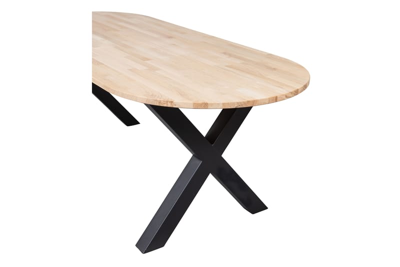 Tablo Spisebord X-formede ben 220 cm Oval - Eg / sort - Spisebord og køkkenbord