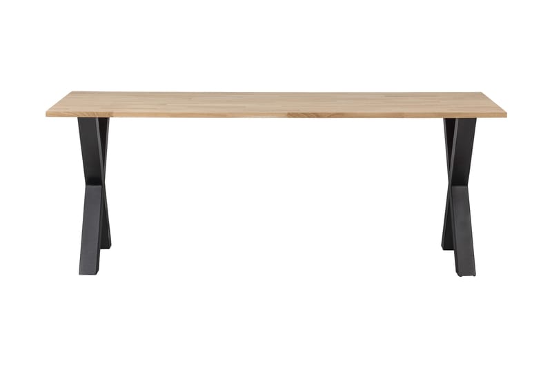 Tablo Spisebord X-formede ben 220 cm Ubehandlet - Eg / sort - Spisebord og køkkenbord