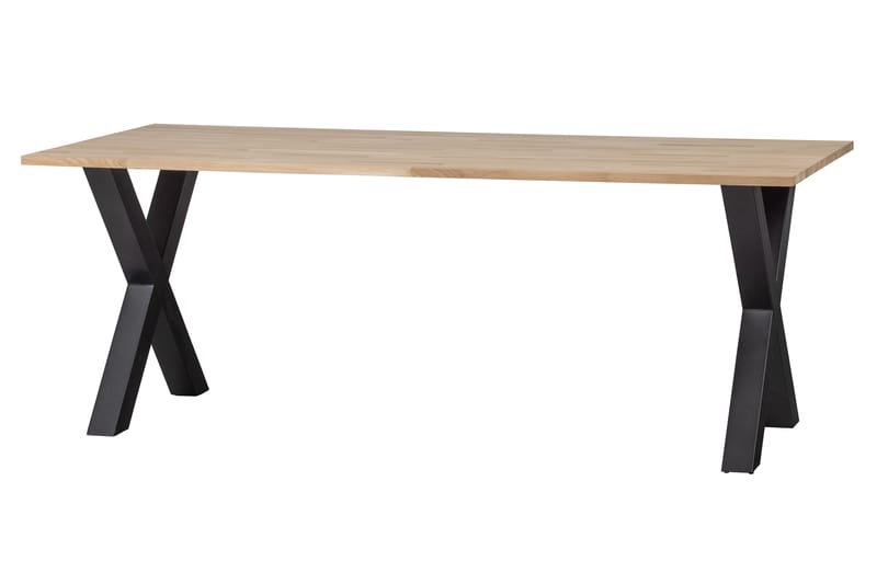 Tablo Spisebord X-formede ben 220 cm Ubehandlet - Eg / sort - Møbler - Borde - Spisebord og køkkenbord