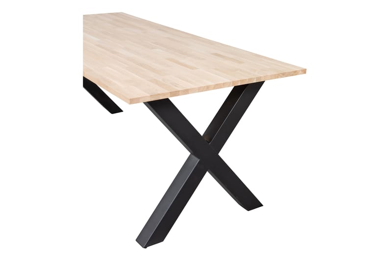 Tablo Spisebord X-formede ben 220 cm Ubehandlet - Eg / sort - Spisebord og køkkenbord
