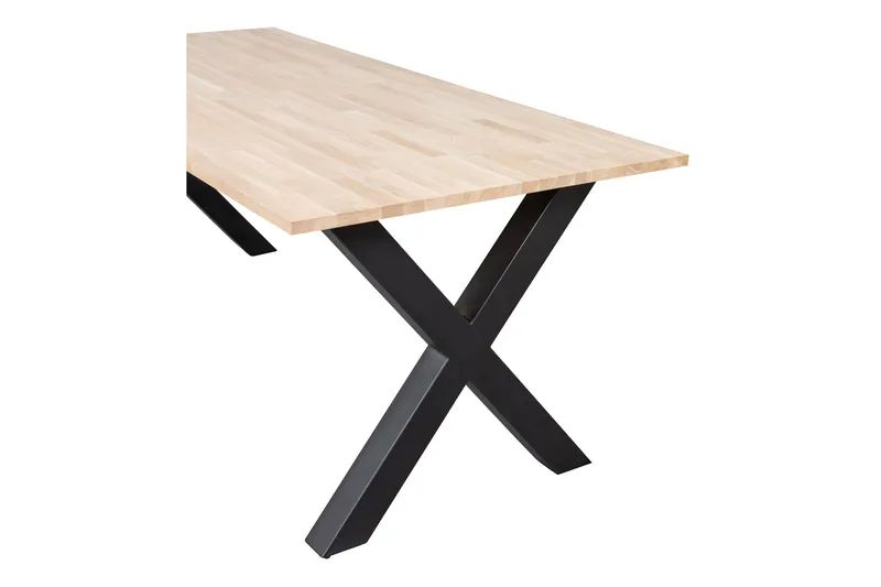 Tablo Spisebord X-formede ben 220 cm Ubehandlet - Eg / sort - Møbler - Borde - Spisebord og køkkenbord