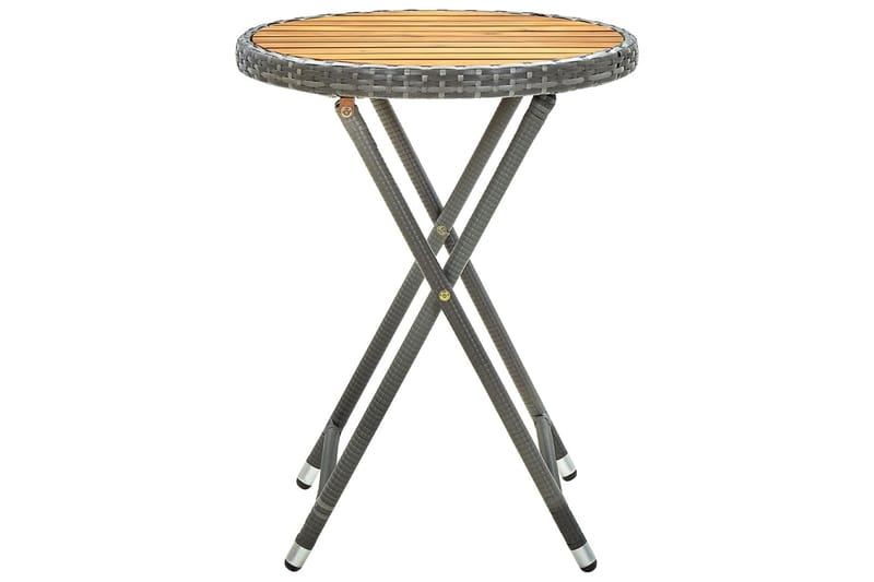 tebord 60 cm massivt akacietræ og polyrattan grå - Grå - Spisebord og køkkenbord