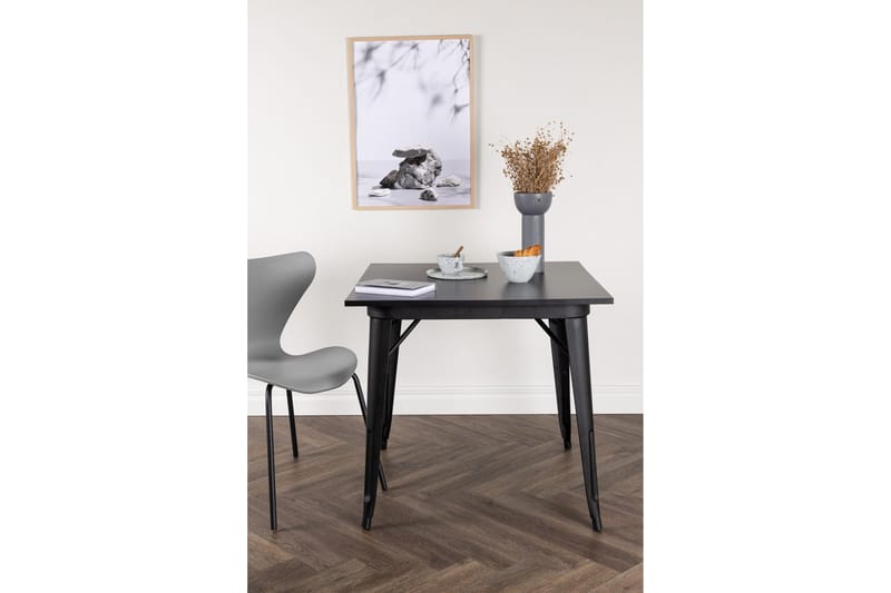 Tempe Lille Kvadratisk Spisebord 80 cm med Metaludseende - Sort - Møbler - Borde - Spisebord og køkkenbord