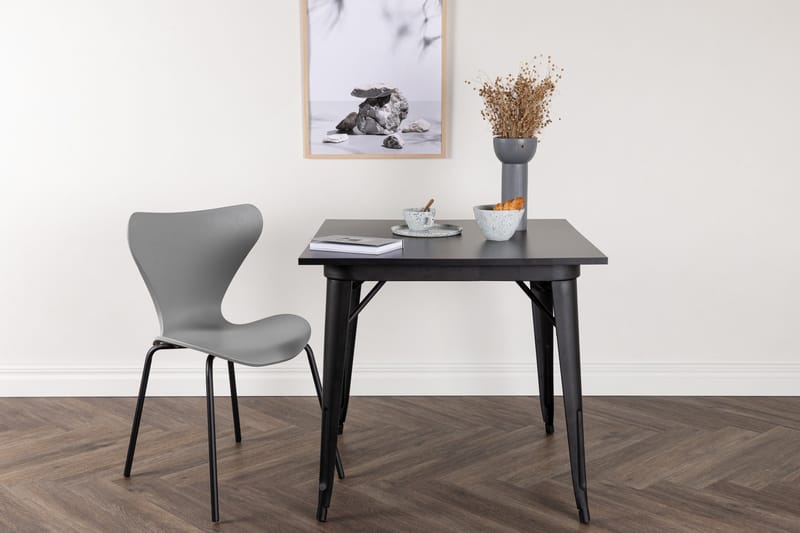 Tempe Lille Kvadratisk Spisebord 80 cm med Metaludseende - Sort - Møbler - Borde - Spisebord og køkkenbord