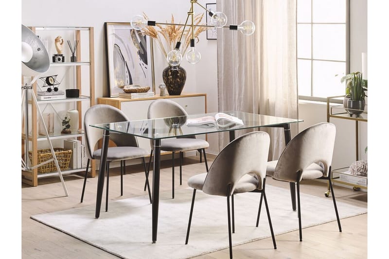 Totham Spisebord 150 cm - Glas/Sort - Møbler - Borde - Spisebord og køkkenbord
