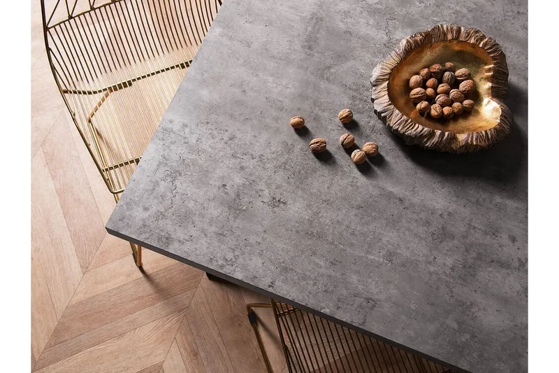 Trimboli Rektangulært Spisebord 160 cm i Træ og Metal med Betonudseende - Grå - Møbler - Borde - Spisebord og køkkenbord