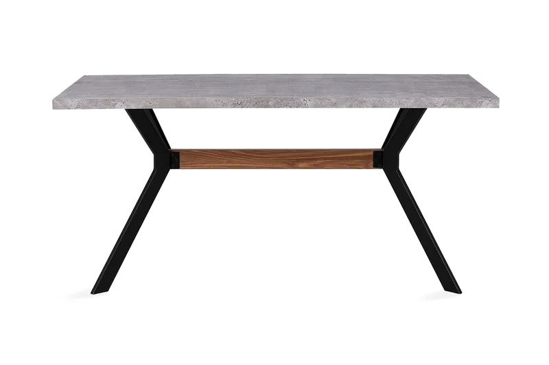 Trimboli Rektangulært Spisebord 160 cm i Træ og Metal med Betonudseende, Grå