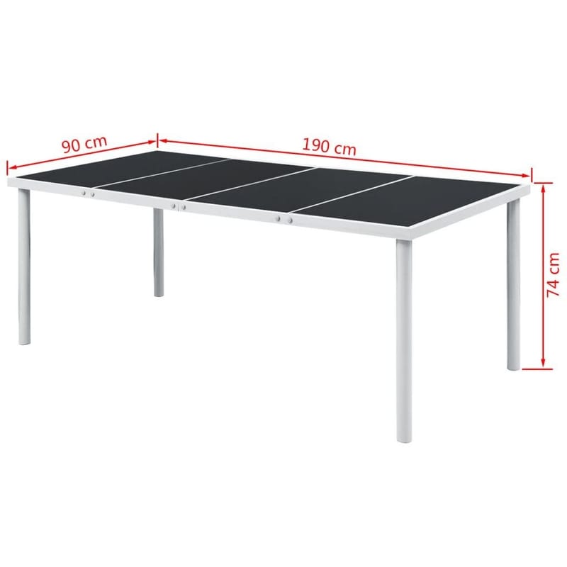 Udendørs Spisebord 190 X 90 X 74 Cm Sort - Sort - Spisebord og køkkenbord