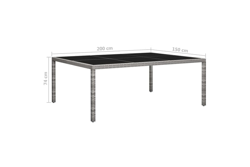 Udendørs Spisebord 200x150x74 cm Polyrattan Grå - Møbler - Borde - Spisebord og køkkenbord