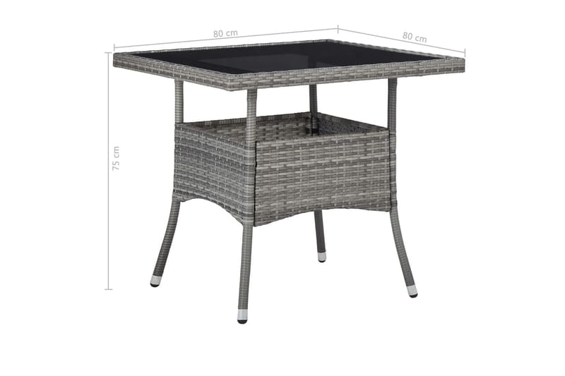 udendørs spisebord polyrattan og glas grå - Møbler - Borde - Spisebord og køkkenbord