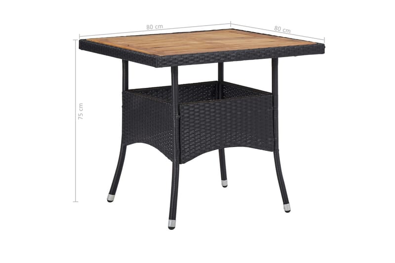 udendørs spisebord polyrattan og massivt akacietræ sort - Spisebord og køkkenbord