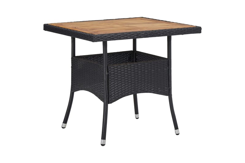 udendørs spisebord polyrattan og massivt akacietræ sort - Spisebord og køkkenbord