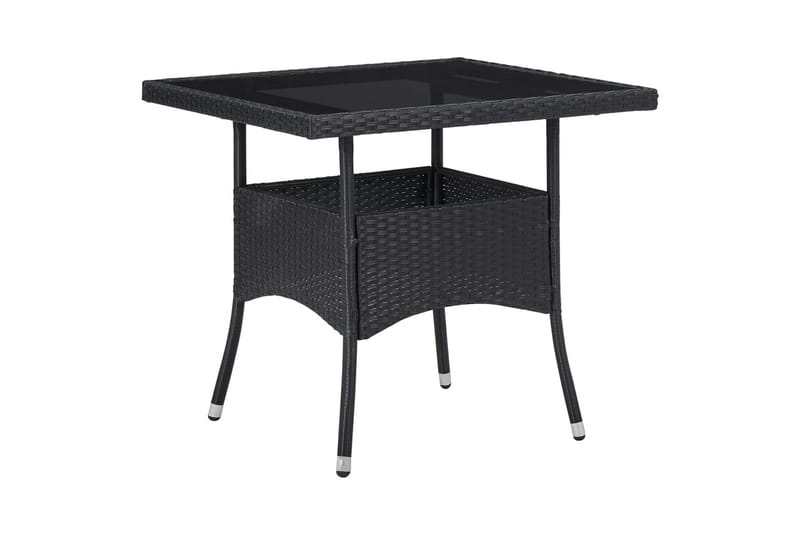 udendørs spisebord polyrattan og glas sort - Spisebord og køkkenbord