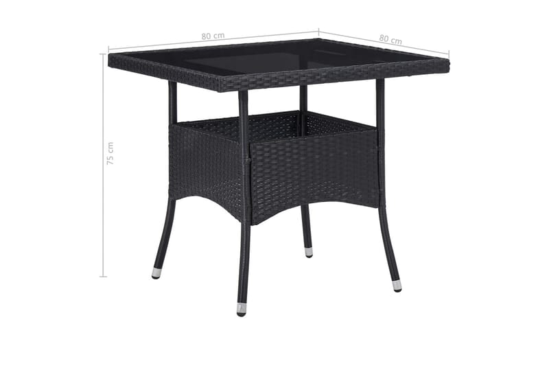 udendørs spisebord polyrattan og glas sort - Spisebord og køkkenbord