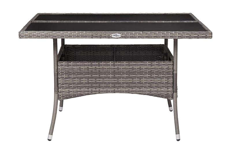 Udendørs spisebord polyrattan og glas grå - Grå - Spisebord og køkkenbord