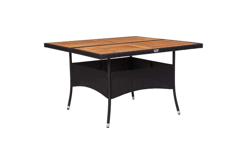 Udendørs Spisebord Polyrattan Og Massivt Akacietræ Sort - Spisebord og køkkenbord