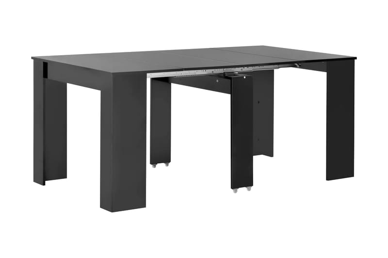 Udvideligt Spisebord 175 X 90 X 75 Cm Sort Højglans - Sort - Møbler - Borde - Spisebord og køkkenbord