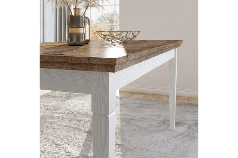 Udvideligt Udvideligt Spisebord 160 cm - Hvid / natur - Spisebord og køkkenbord