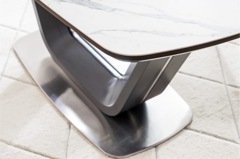 Ventera Udvideligt Spisebord 160 cm - Keramik/Sort/Hvid - Møbler - Borde - Spisebord og køkkenbord