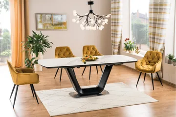 Ventera Udvideligt Spisebord 160 cm - Keramik/Sort/Hvid - Møbler - Borde - Spisebord og køkkenbord