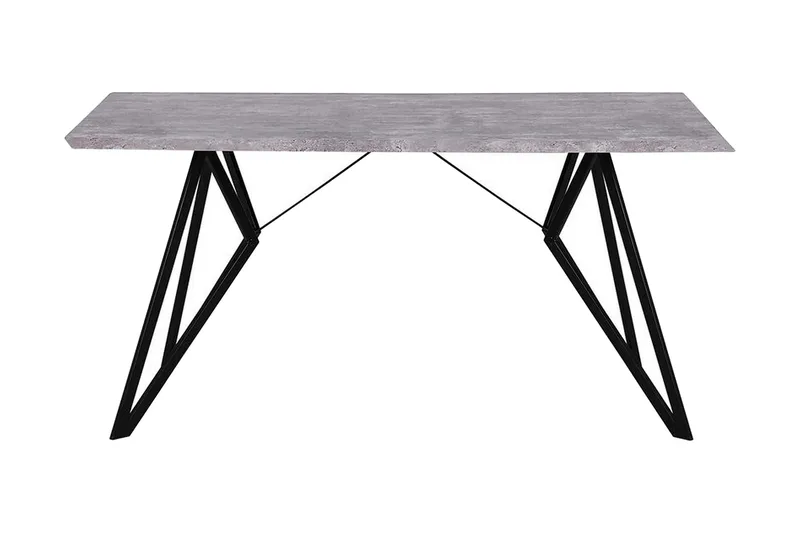 Verd Rektangulært Spisebord 160 cm i Træ og Metal med Betonudseende, Grå