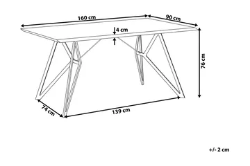 Verd Rektangulært Spisebord 160 cm i Træ og Metal med Betonudseende - Grå - Møbler - Borde - Spisebord og køkkenbord