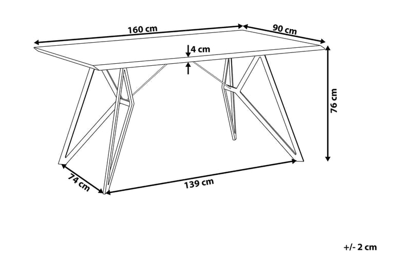 Verd Rektangulært Spisebord 160 cm i Træ og Metal med Betonudseende - Grå - Møbler - Borde - Spisebord og køkkenbord