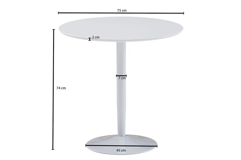 Wilhem Spisebord 75 cm Rund - Hvid - Spisebord og køkkenbord