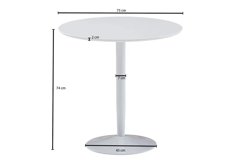 Wilhem Spisebord 75 cm Rund - Hvid - Møbler - Borde - Spisebord og køkkenbord