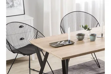 Willanna Rektangulært Spisebord 140 cm i Træ med Eg- og Metaludseende - Lysebrun - Møbler - Borde - Spisebord og køkkenbord