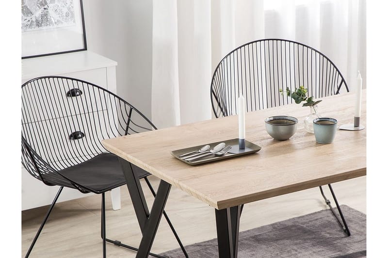 Willanna Rektangulært Spisebord 140 cm i Træ med Eg- og Metaludseende - Lysebrun - Møbler - Borde - Spisebord og køkkenbord