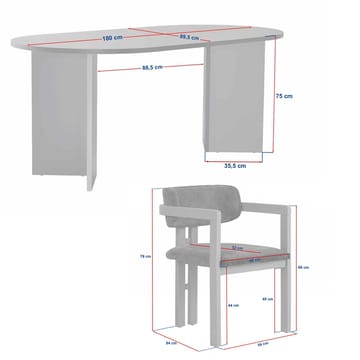 Spisebord- og stolssæt Nordure Meridia 4 (180 x 75 x 90 cm) 5 dele Travertin valnød brun - Møbler - Borde - Spisebordssæt