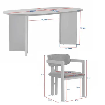 Spisebord- og stolssæt Nordure Meridia 6 (180 x 75 x 90 cm) 7 dele Travertin valnød hvid - Møbler - Borde - Spisebordssæt