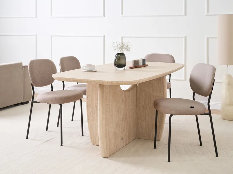 Spisebord Travers 180 cm - Travertin-effekt - Møbler - Borde - Spisebord og køkkenbord