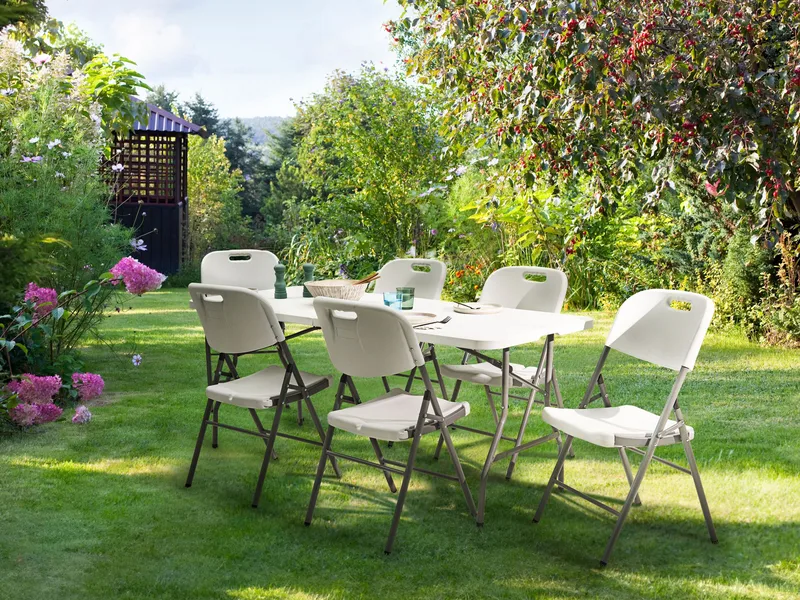 Spisebord udendørs til 6 personer Cugnoli 180 cm 74 cm - Hvid/Sølv - Havemøbler - Havebord - Spisebord & havebord