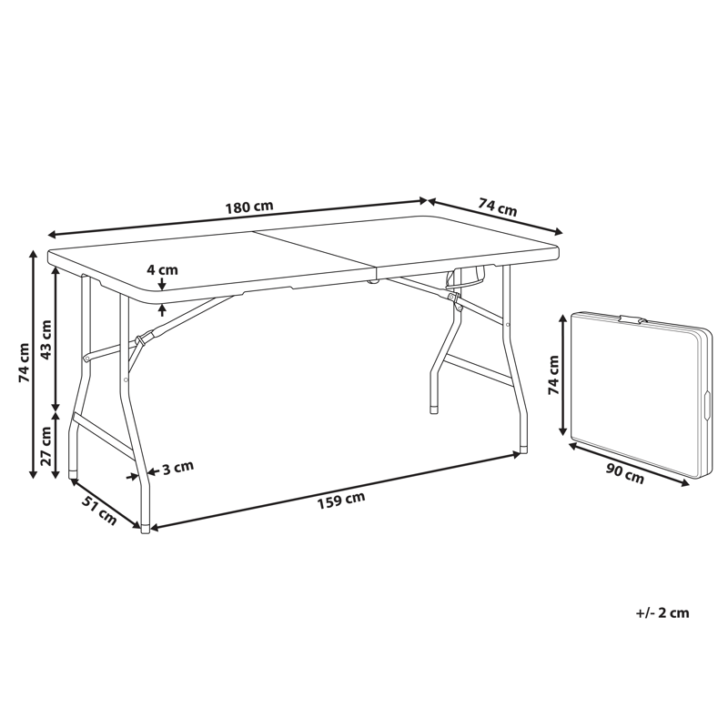 Spisebord udendørs til 6 personer Cugnoli 180 cm 74 cm - Hvid/Sølv - Havemøbler - Havebord - Spisebord & havebord