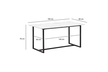 Spisebord Wohnling Industriel loftstil MDF med metalben med gyldne spidser Marmor, Hvid, 160x80 cm - Marmor, Hvid, 160x80 cm - Møbler - Borde - Spisebord og køkkenbord