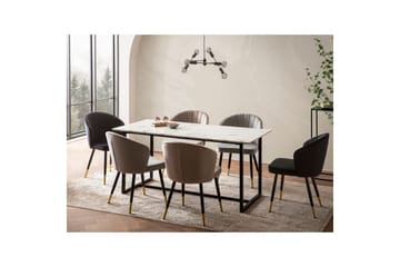 Spisebord Wohnling Industriel loftstil MDF med metalben med gyldne spidser Marmor, Hvid, 160x80 cm - Marmor, Hvid, 160x80 cm - Møbler - Borde - Spisebord og køkkenbord