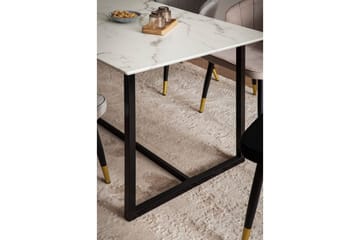 Spisebord Wohnling Industriel loftstil MDF med metalben med gyldne spidser Marmor, Hvid, 160x80 cm - Marmor, Hvid, 160x80 cm - Møbler - Borde - Spisebord og køkkenbord