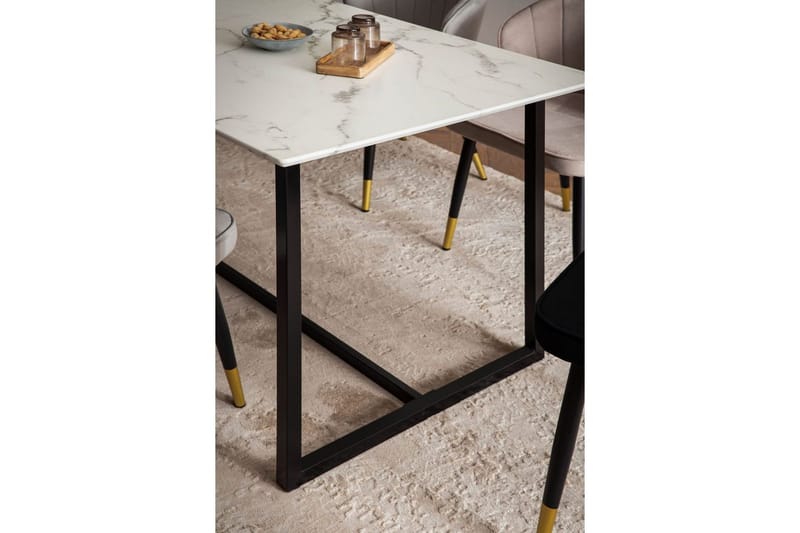 Spisebord Wohnling Industriel loftstil MDF med metalben med gyldne spidser Marmor, Hvid, 180x90 cm - Marmor, Hvid, 180x90 cm - Møbler - Borde - Spisebord og køkkenbord